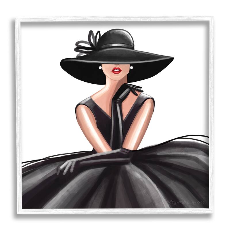 Stupell High End Fashion Glam Pose Luxurious Black Dress Framed Wall Art