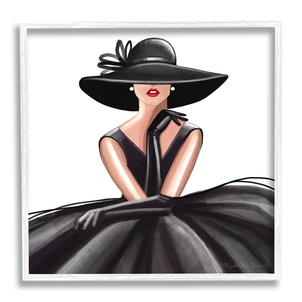 Stupell High End Fashion Glam Pose Luxurious Black Dress Framed Wall Art