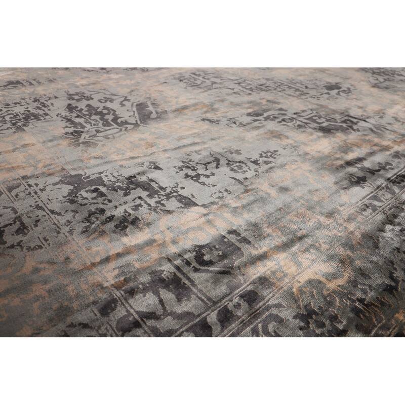 Contemporary Abstract Modern Area Rug Hand-Knotted Wool Carpet - 6'6" X 9'9"