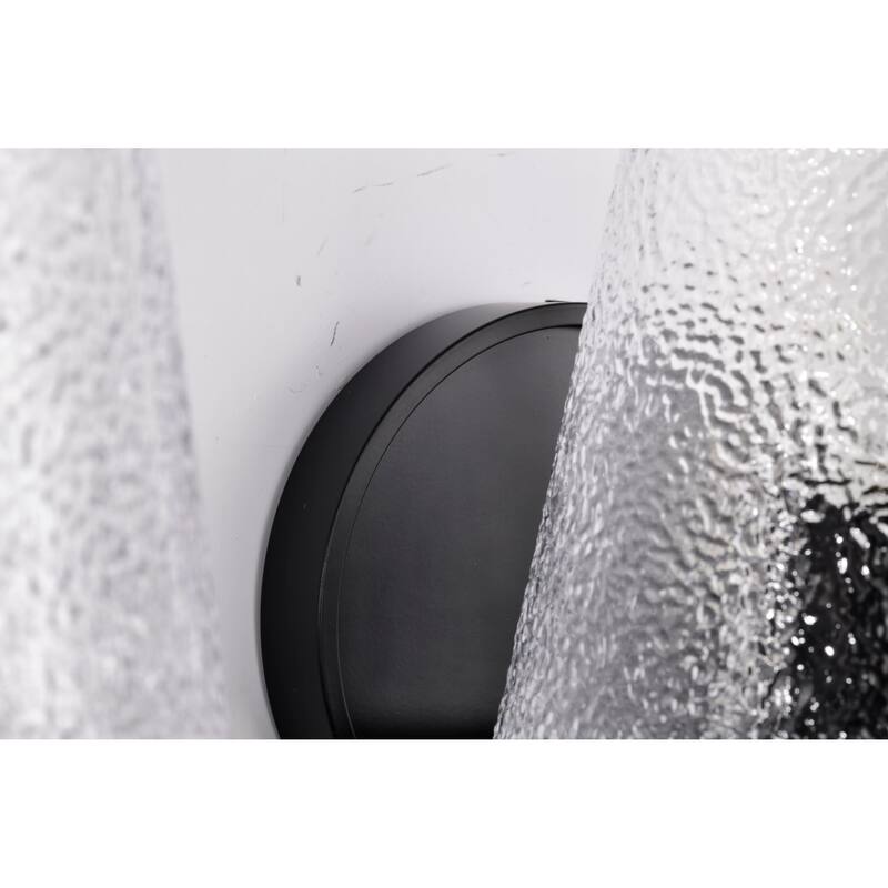 Valentine 3 Light Vanity Black Finish Hammered Glass