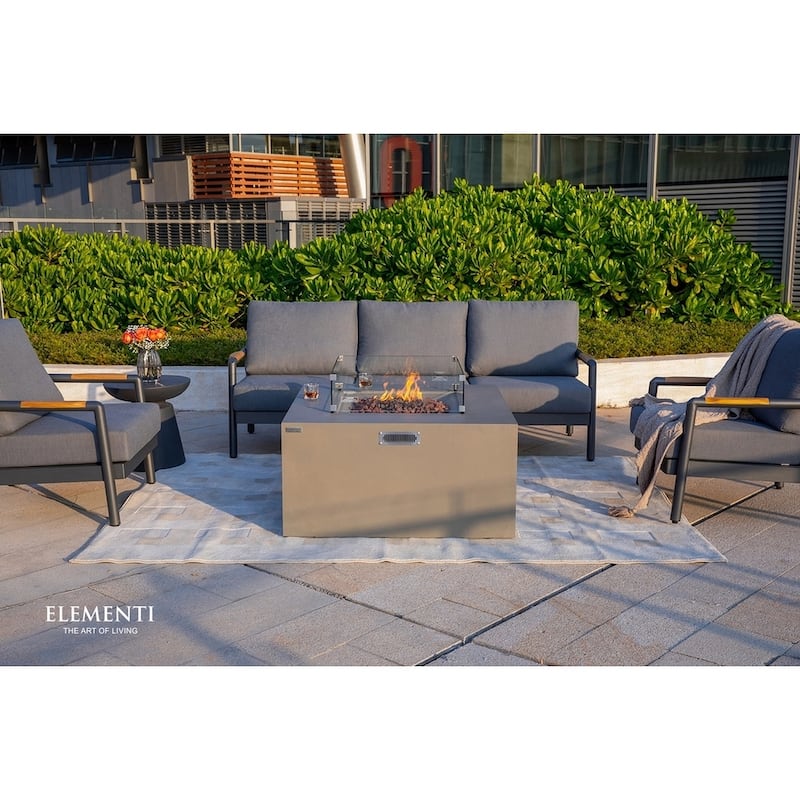 Sol Living Rocky Square Propane Fire Pit 45,000 BTUs - 43 x 43 Inches - 43 x 43 in.