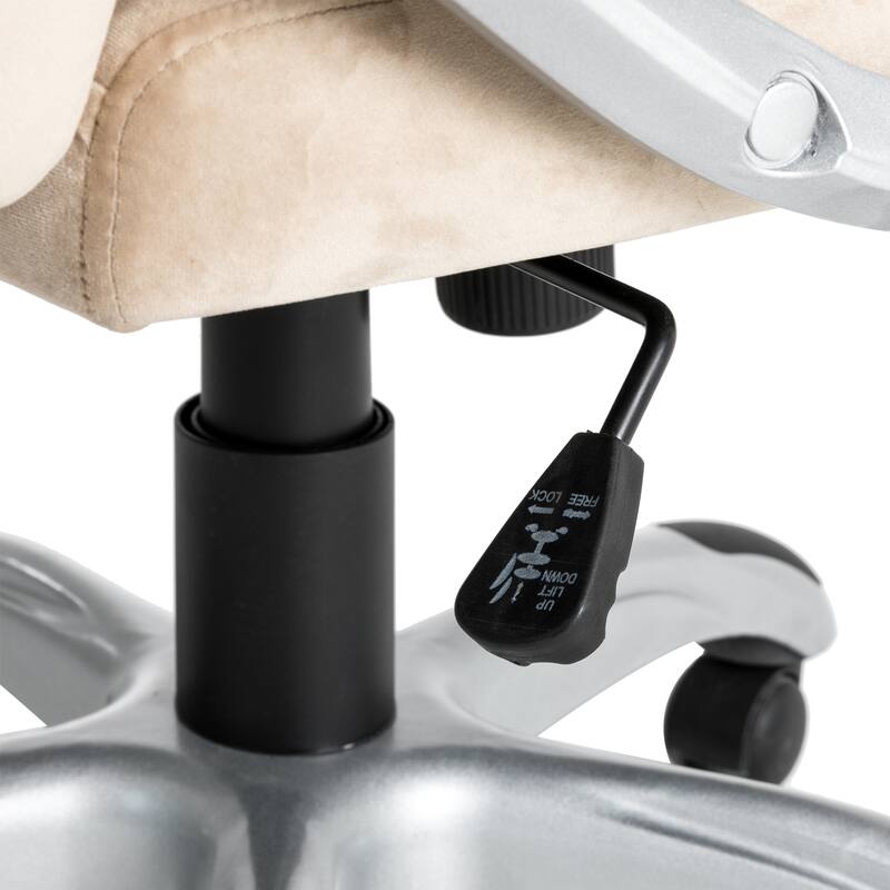 Glitzhome Beige Velvet High Back Adjustable Swivel Ergonomic Desk Office Chair