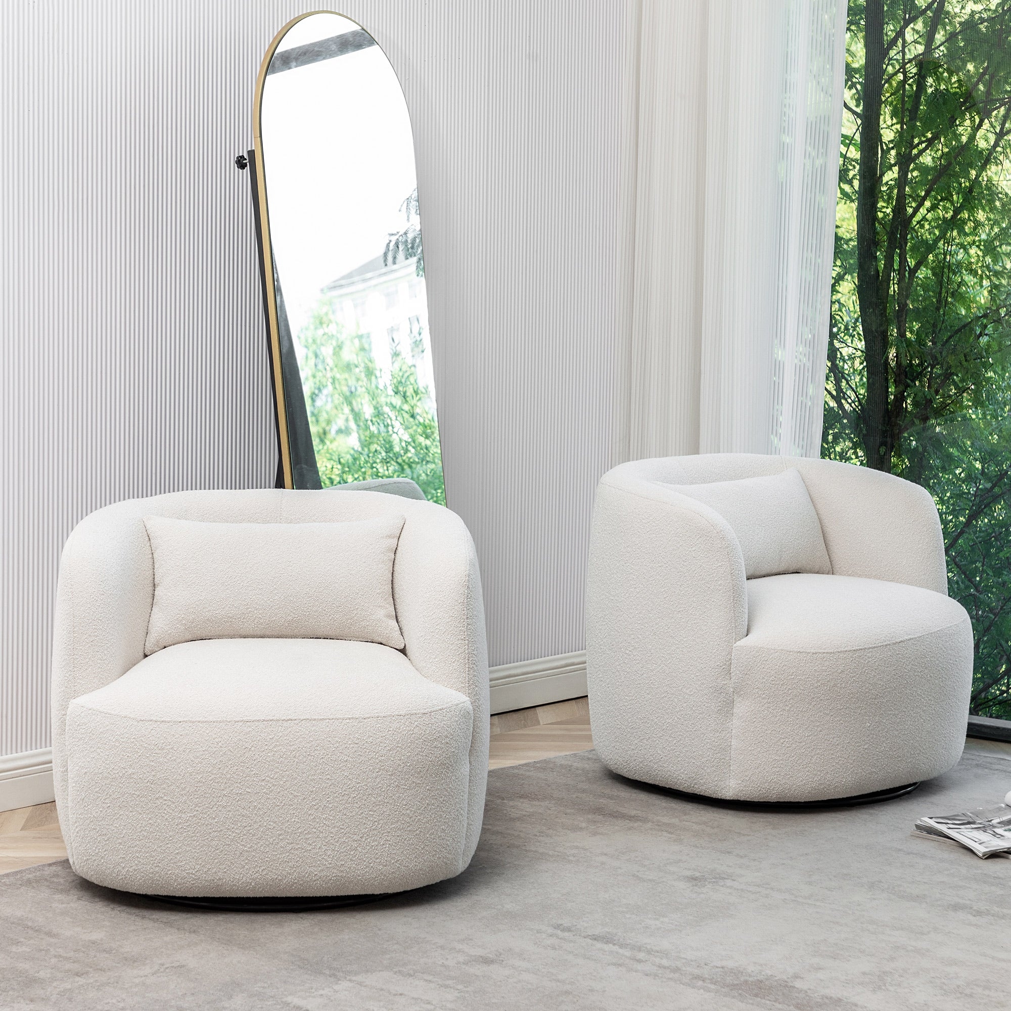 KINWELL 34 Wide Boucle Fabric Upholstered Swivel Armchair Set of 2 On Sale Bed Bath Beyond 37475962