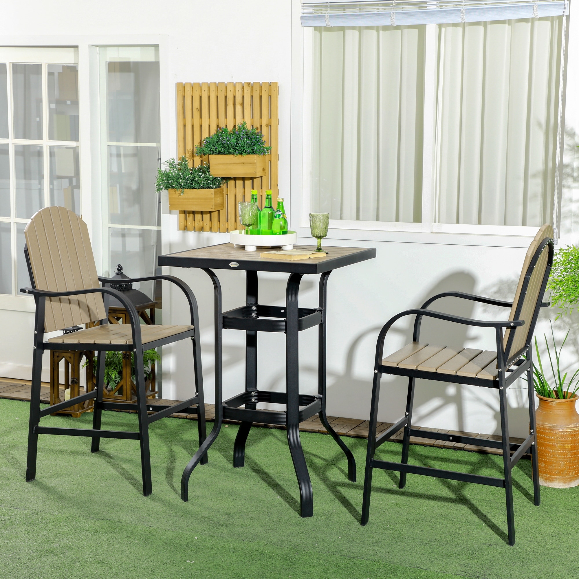 3-piece patio set with umbrella NUU GARDEN 3 Piece Bistro Table Cast Aluminum Outdoor Furniture Hole and Grey Cushions for Patio Balcony, Black : Patio, Lawn & Garden Whether you live in a town or cottage SUNRINX 3-Piece White Cast Aluminum