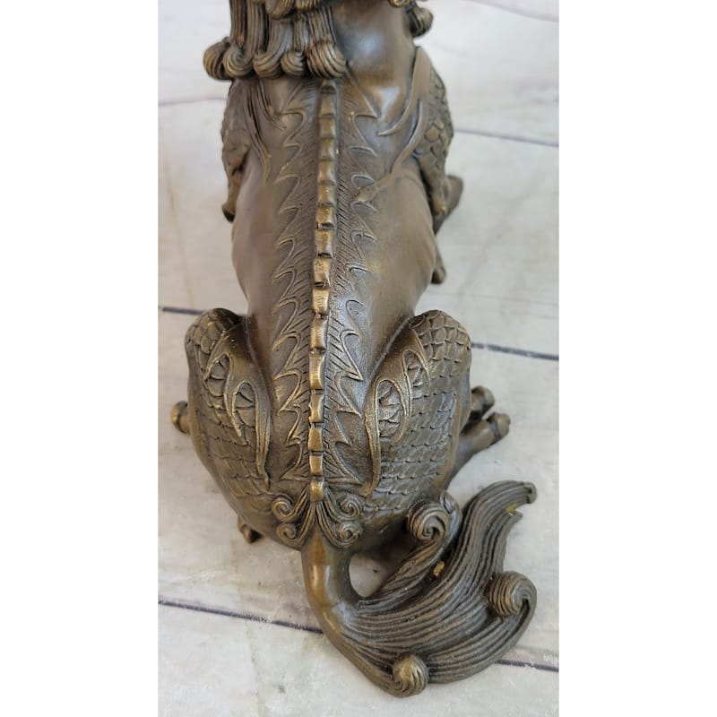 Folk Chinese Bronze Evil Talisman Guardian Door Lion Fu Foo Dog Statue Sale Gift