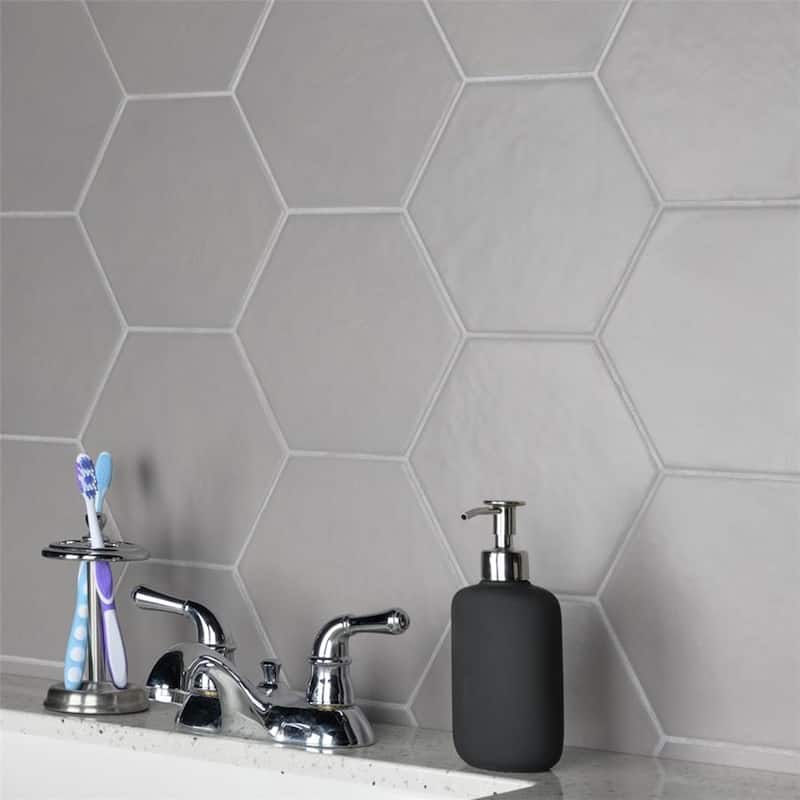Merola Tile Hexatile Matte Gris 7" x 8" Porcelain Floor and Wall Tile