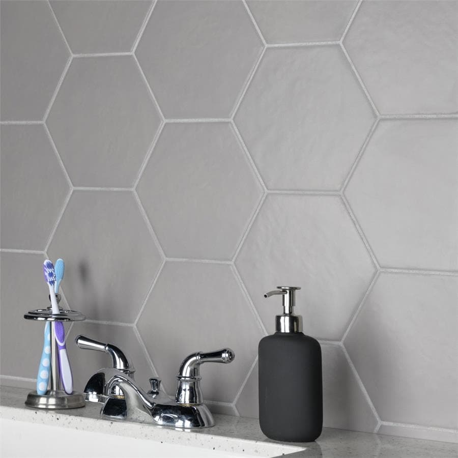 Merola Tile Hexatile Matte Gris 7" x 8" Porcelain Floor and Wall Tile
