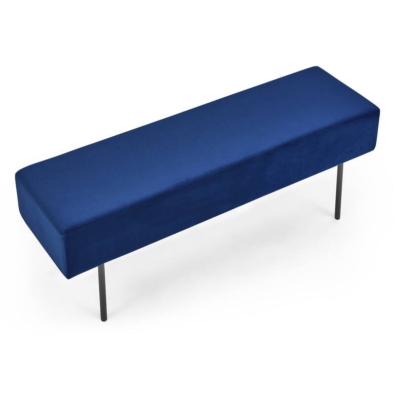 Contemporary Style Bedroom Velvet Upholstered Bench, Blue,( 45'' x13''x 17'')
