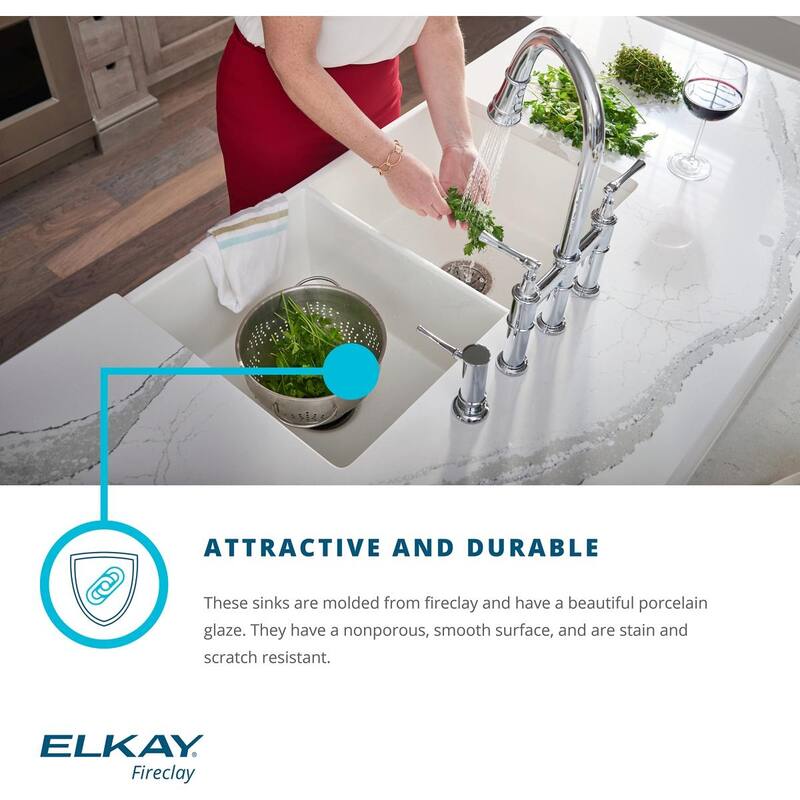 Elkay Fireclay 30" x 19-15/16" x 9-1/8", Single Bowl Farmhouse Sink