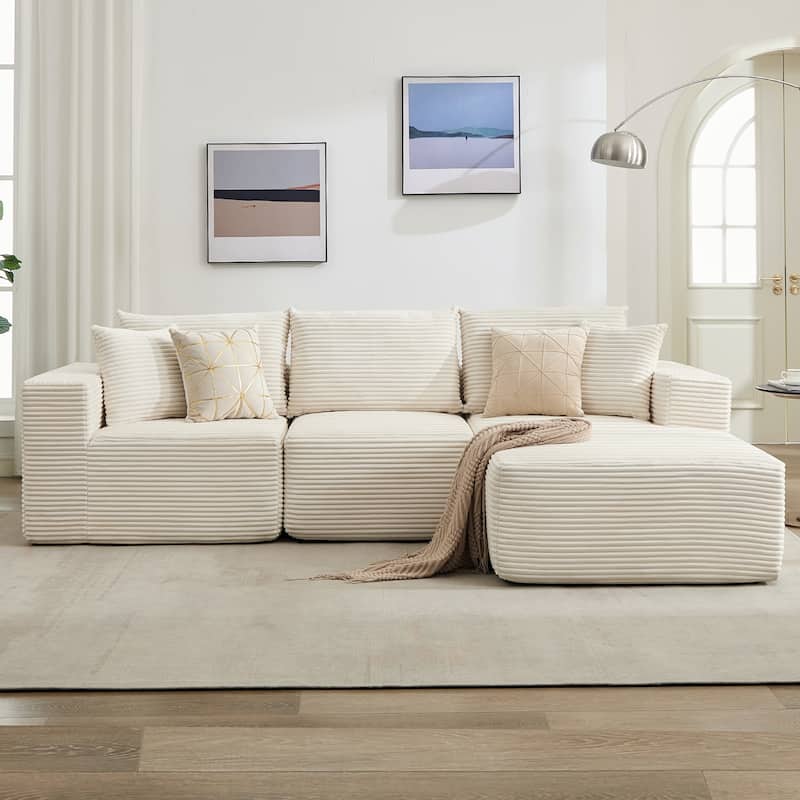109'' Corduroy Modular Sectional Sofa with Chaise