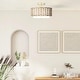 preview thumbnail 3 of 5, Hunter Laila 2-Light Flush Mount Ceiling Light - Open Weave Rattan - Transitional