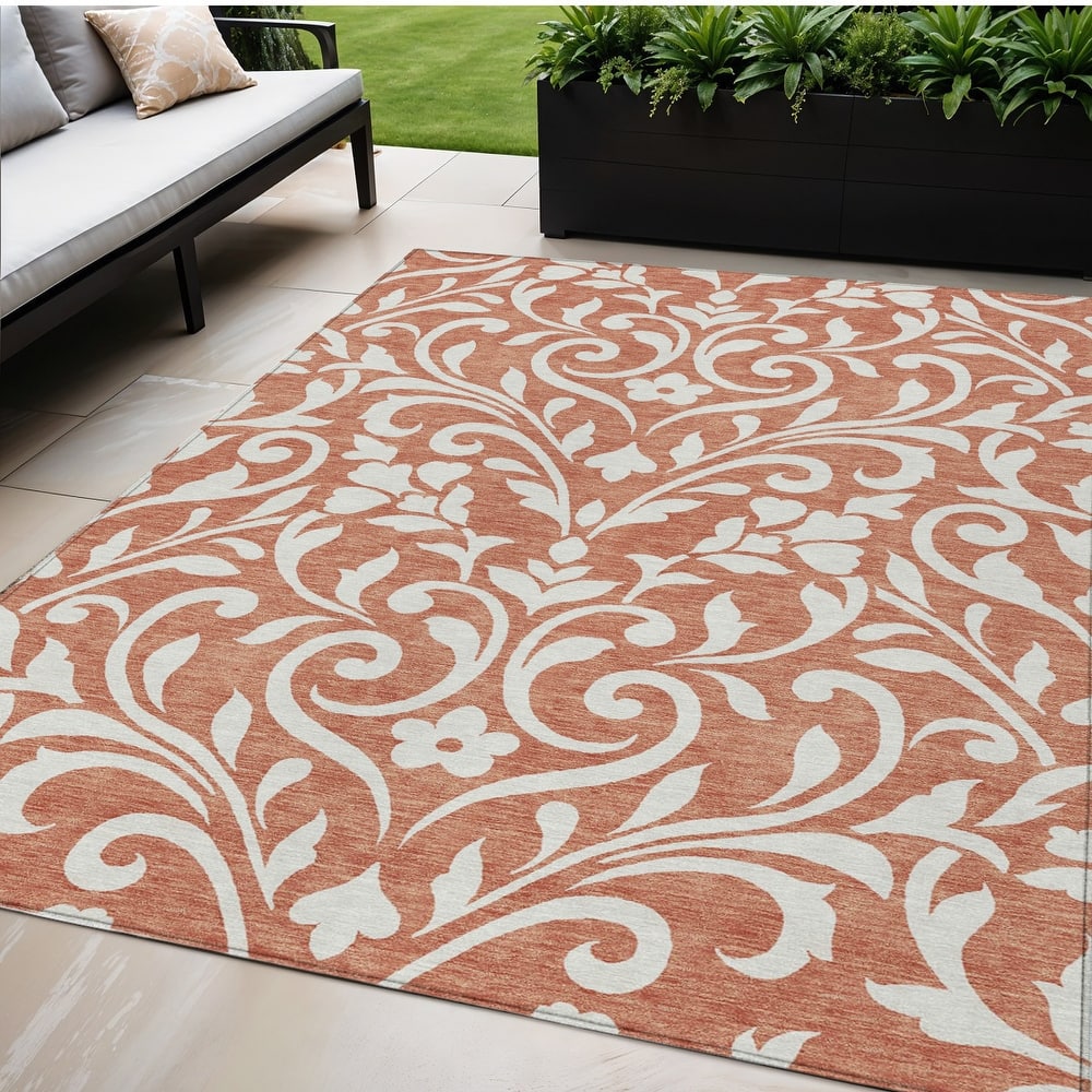 HomeRoots Floral Transitional Rectangle Outdoor Rug