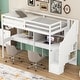preview thumbnail 24 of 36, Wooden Twin Size Bed High Loft Platform Bed Frame with Storage Stairs , Double Desks and Shelves for Kids Bedroom