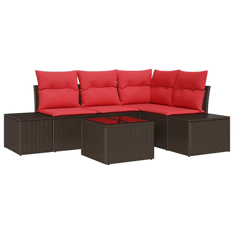 vidaXL 5 Piece Garden Sofa Set with Cushions - 82.3×60.6×27.2