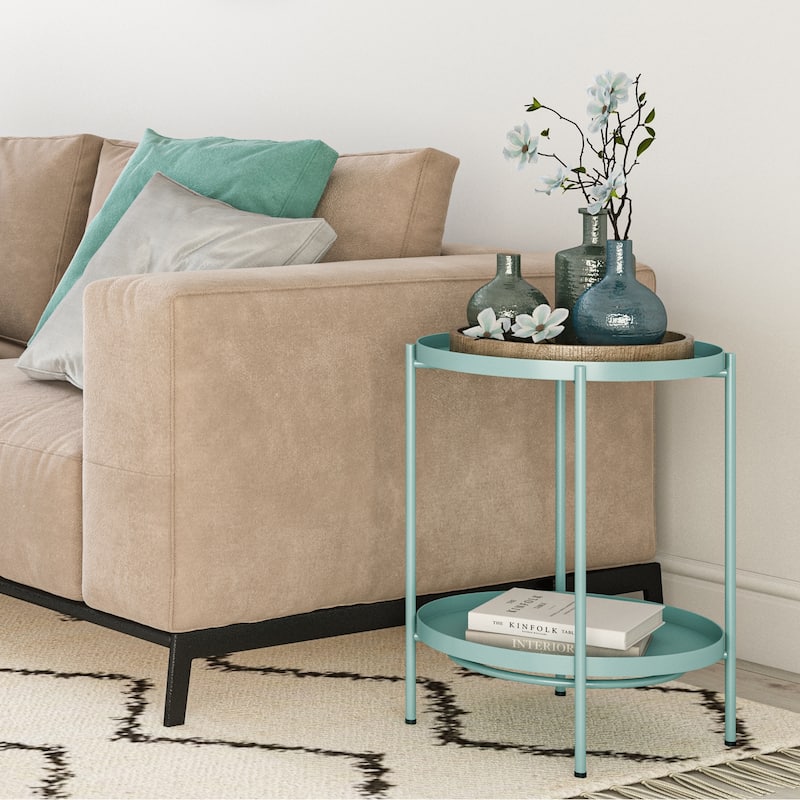 WYNDENHALL Lipton Industrial 17 inch Wide Metal End Table - 16.9"w x 16.9" d x 22.2" h