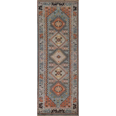 Geometric Heriz Serapi Oriental Hallway Wool Runner Rug Hand-knotted - 2'6" x 7'9"
