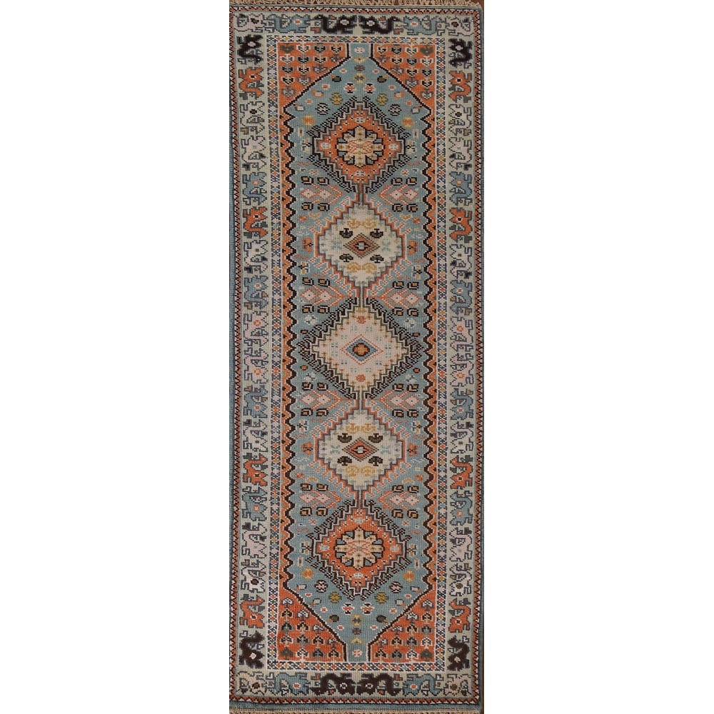 Geometric Heriz Serapi Oriental Hallway Wool Runner Rug Hand-knotted - 2'6" x 7'9"