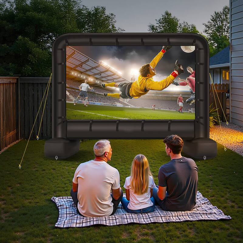 Wrinkle-Free 600D Fabric, Silent Blower Quick Setup Portable Backyard Projection Screen for Camping Parties & Home Theater