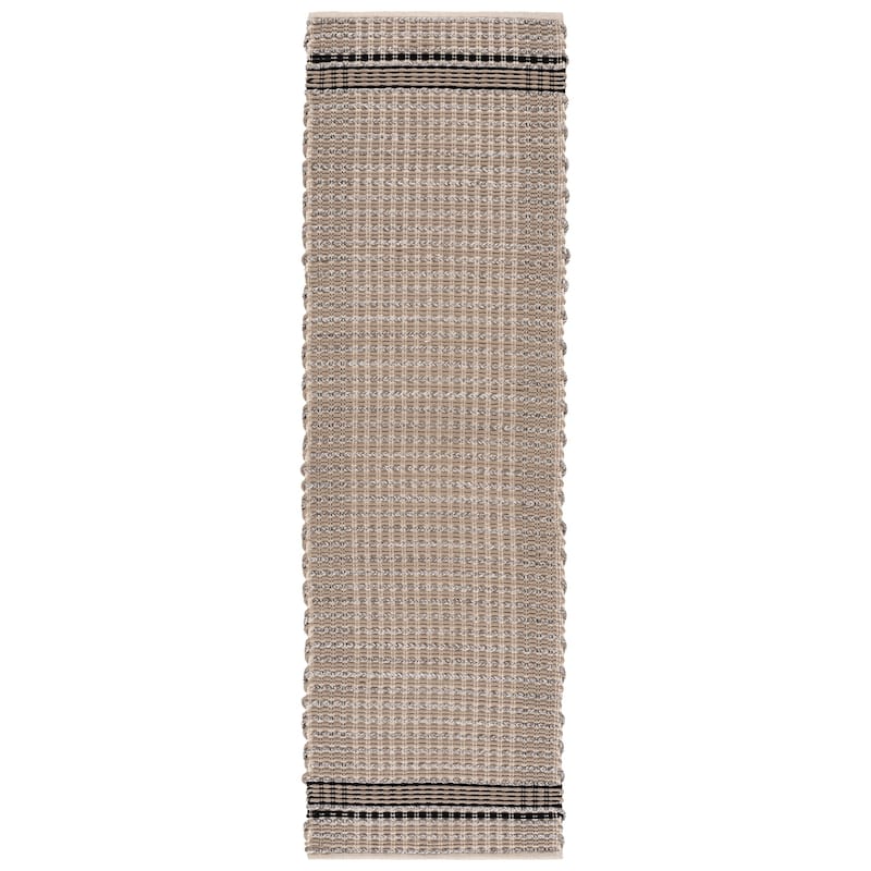 SAFAVIEH Handmade Braided Fukuju Cotton Rug - 2'3" x 8' Runner - Beige/Black