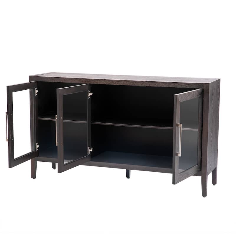 34" Tall MDF 3-door Accent Cabinet with Adjustable Shelf