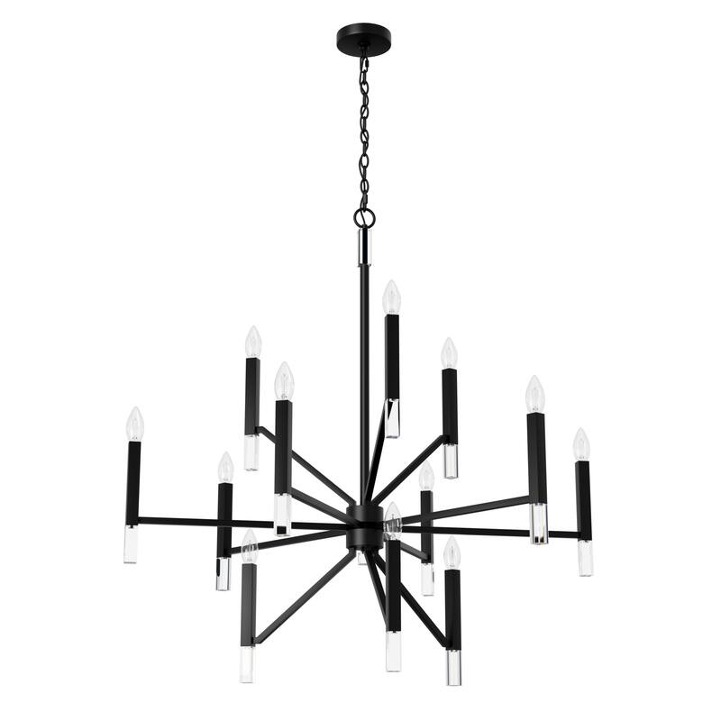 Hunter Sunjai 12-Light 3-Tier Candle Chandelier - Contemporary, Glam, Geometric