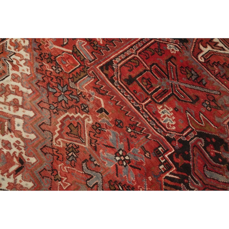 Hand Knotted Oriental 100% Wool Carpet Traditional Medallion Oranges & Rust Heriz Area Rug - 13' 1'' X 10' 2''