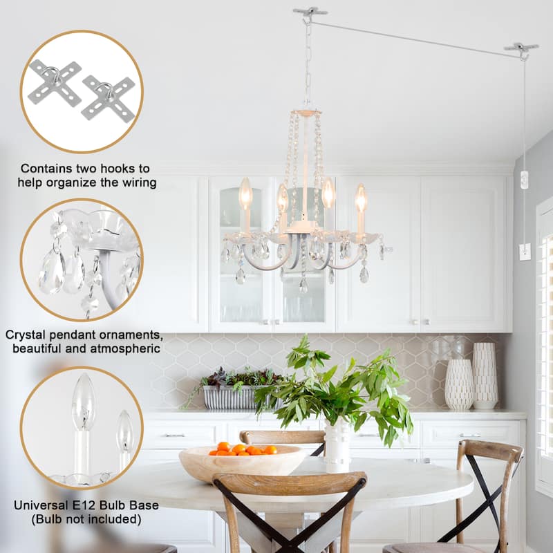 15.74-inch elegant 4-light crystal chandelier with metal frame plug-in