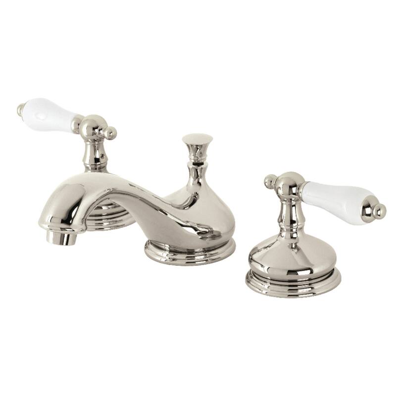 Heritage Deck Mount Widespread Bathroom Faucet with Brass Pop-Up - Polished Nickel