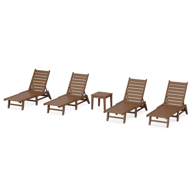 POLYWOOD 5-Piece Canyon Chaise Lounge Set - Teak