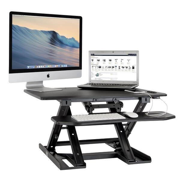 Mount It Electric Height Adjustable Standing Desk Converter Overstock 25445317
