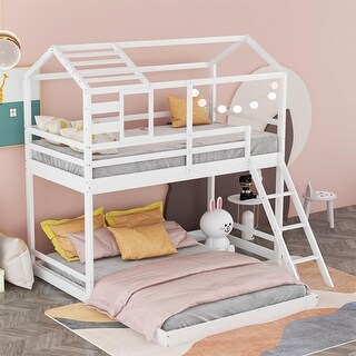 Merax Twin over Full House Bunk Bed with Ladder and Window - Bed Bath ...