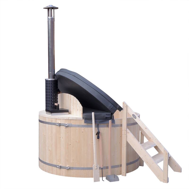 ALEKO Wood-Fired 4-5 Person Hot Tub and Ice Bath with Internal Stove Pine