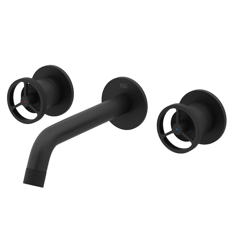 Vigo VG05007 Cass 1.2 GPM 3" H Double Handle Wall Mounted Widespread - Matte Black