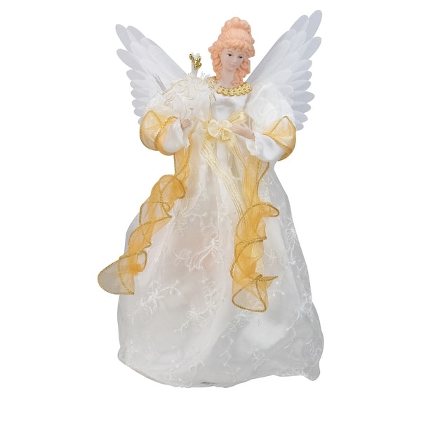 Shop 14 5 Gold And Ivory Lighted Fiber Optic Angel Christmas Tree Topper Clear Lights Overstock 24307232