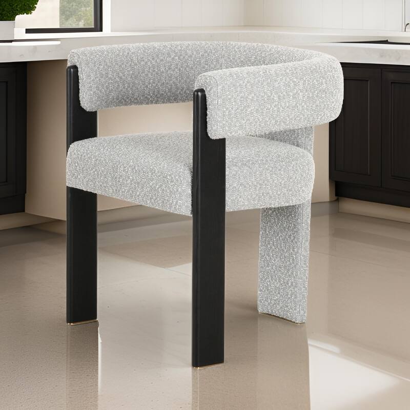 Anta Dining Chair, Curved Modern Art Style, Light Gray Polyester Blend