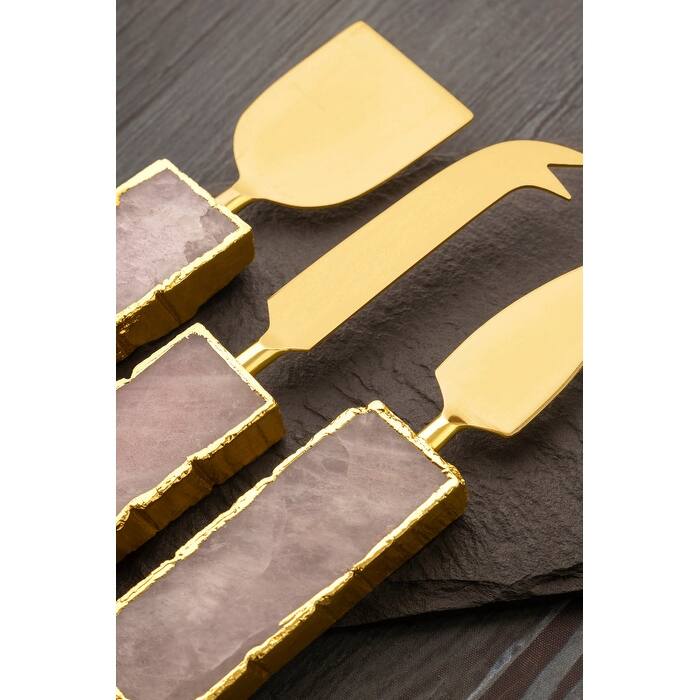 Brittany Rose Quartz Cheese Knives, Set of 3 - Pale Pink
