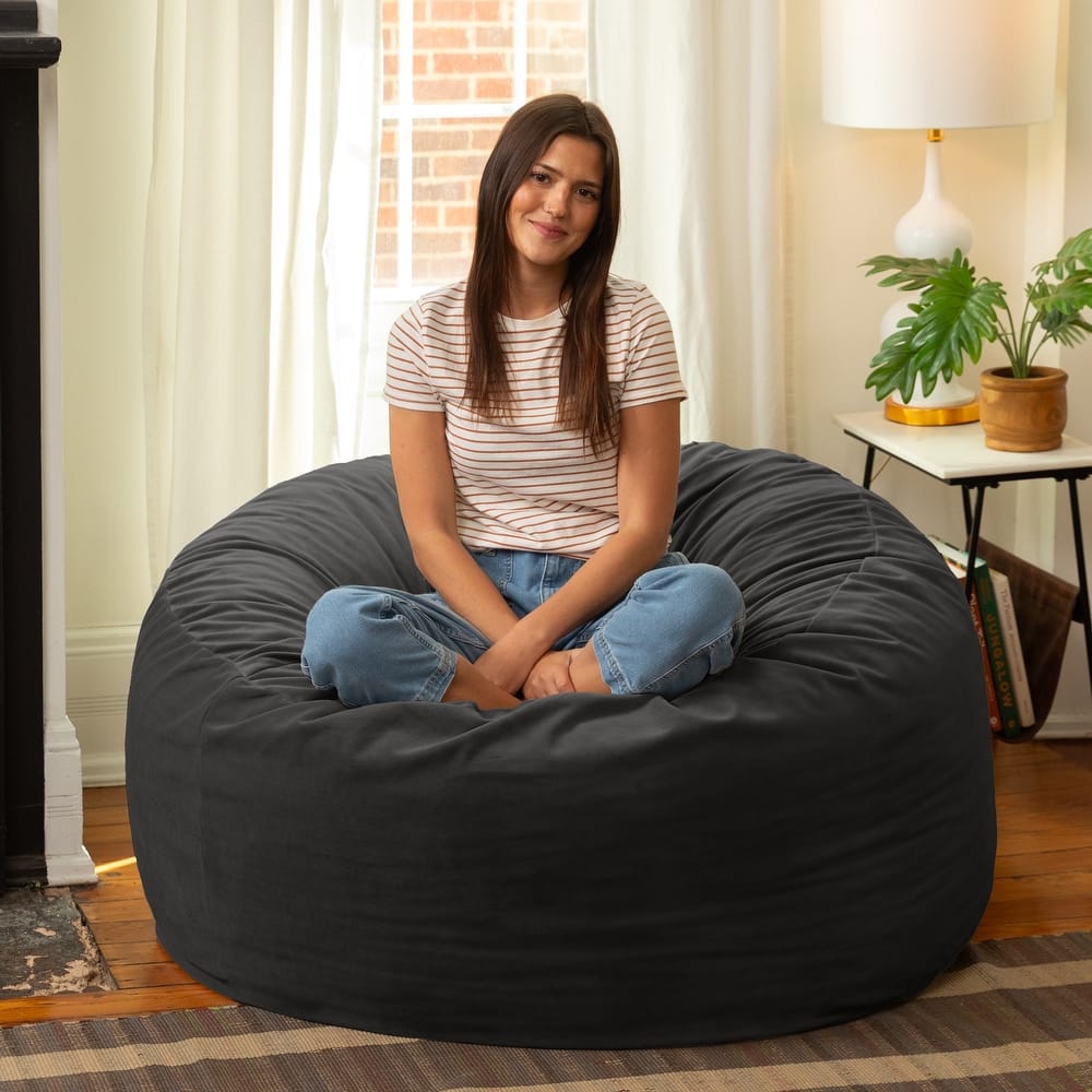 Jaxx Basics 4 Foot Large Adult Bean Bag Chair, Oversized with Filler
