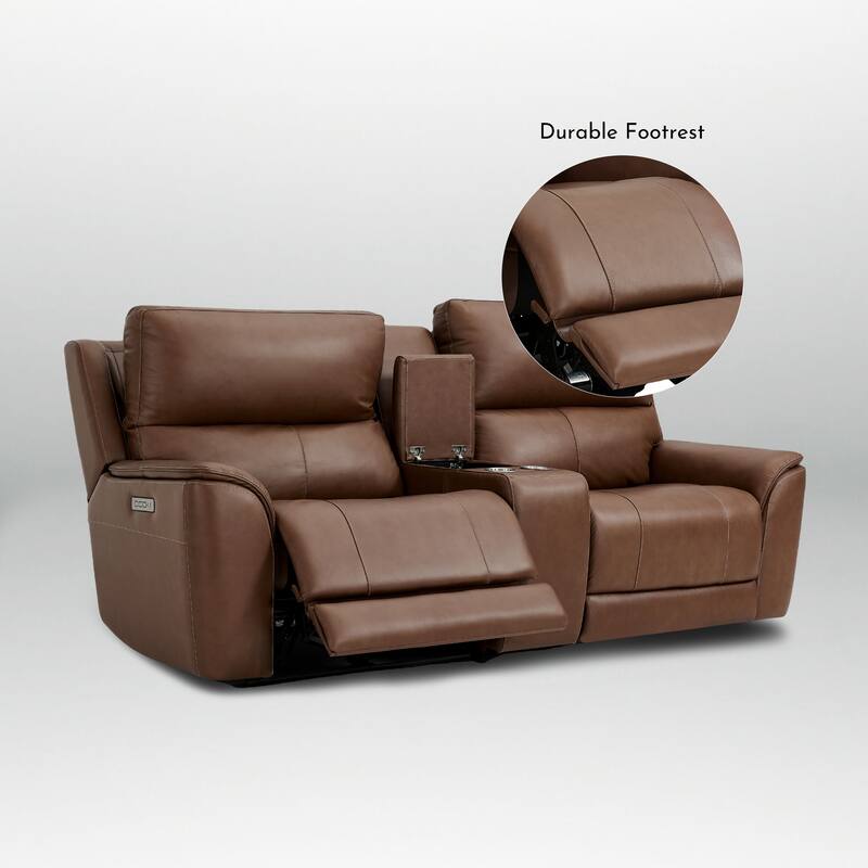 95" W Premium Genuine Leather Triple-Power Double Width loveseat with Zero Gravity, USB & Type-C Ports