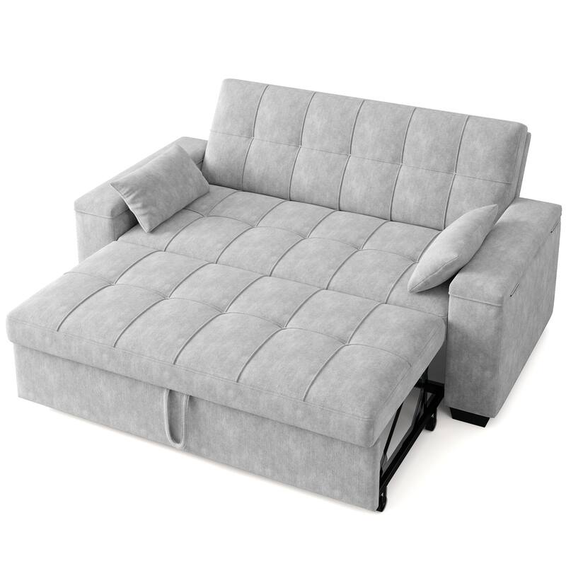 3 in 1 Convertible Sofa Bed Futon Couches with Reclining Backrest, Loveseat Sleeper Sofabed with Pull Out Couch