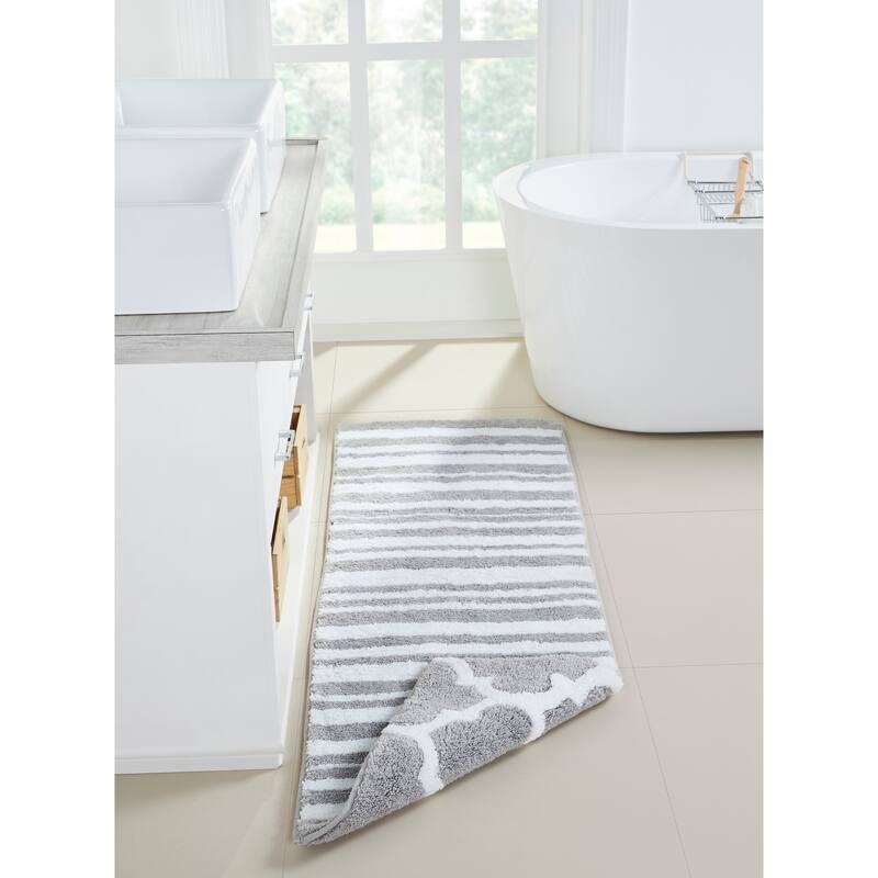 Better Trends Marrakesh Reversible 100% Polyester Tufted Bathroom Rugs – Ultra Soft, Water Absorbent, Machine Washable Bath Mats