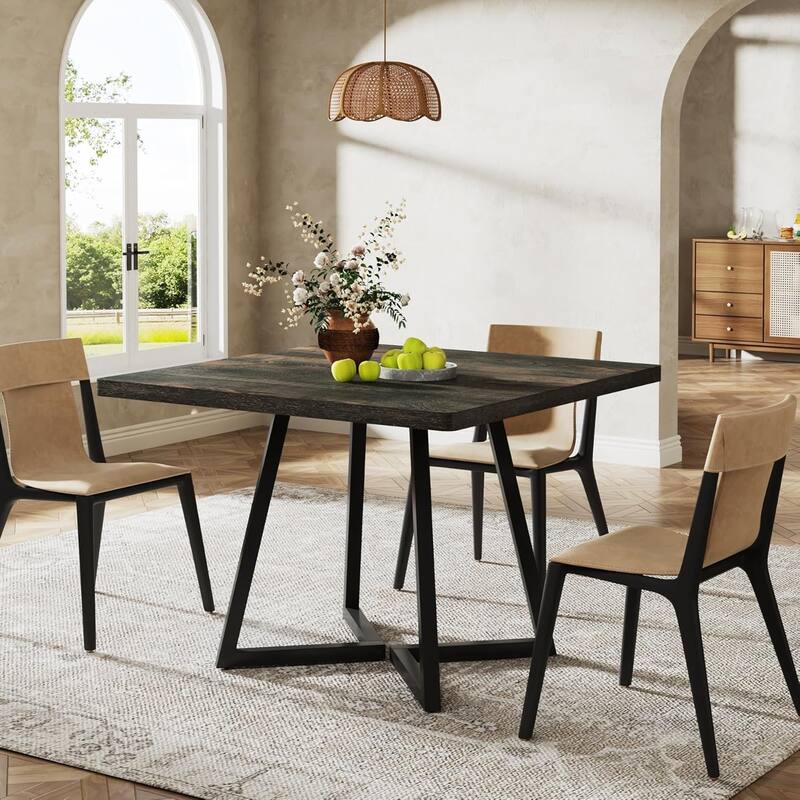 Square Dining Table for 4, 31.5" Industrial Dinner Table for Small Space - 1 PC - Vintage Black