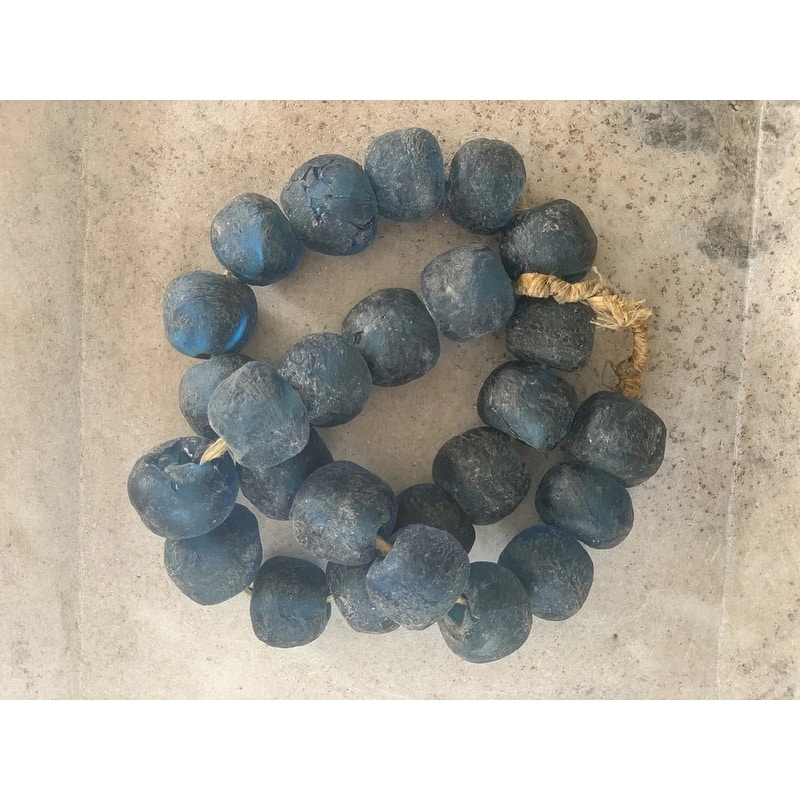 15 in. Tall Indigo Blue Vintage Sea Glass Beads (Size & Finish Vary)