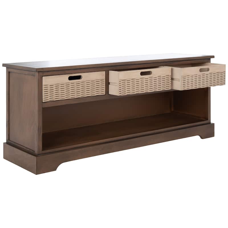 SAFAVIEH Landers 3-Drawer Bottom Shelf Storage Bench - 47.3" W x 15" L x 19" H