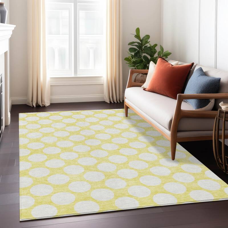 Machine Washable Indoor/ Outdoor Chantille Modern Dots Rug