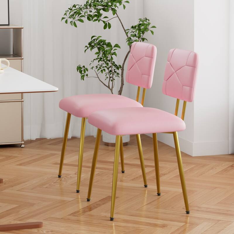 VECELO PU Leather Dining Chairs 2/4-Pack X-Back Side Chairs with Gold/Black Legs for Living room Bedroom Study Kitchen