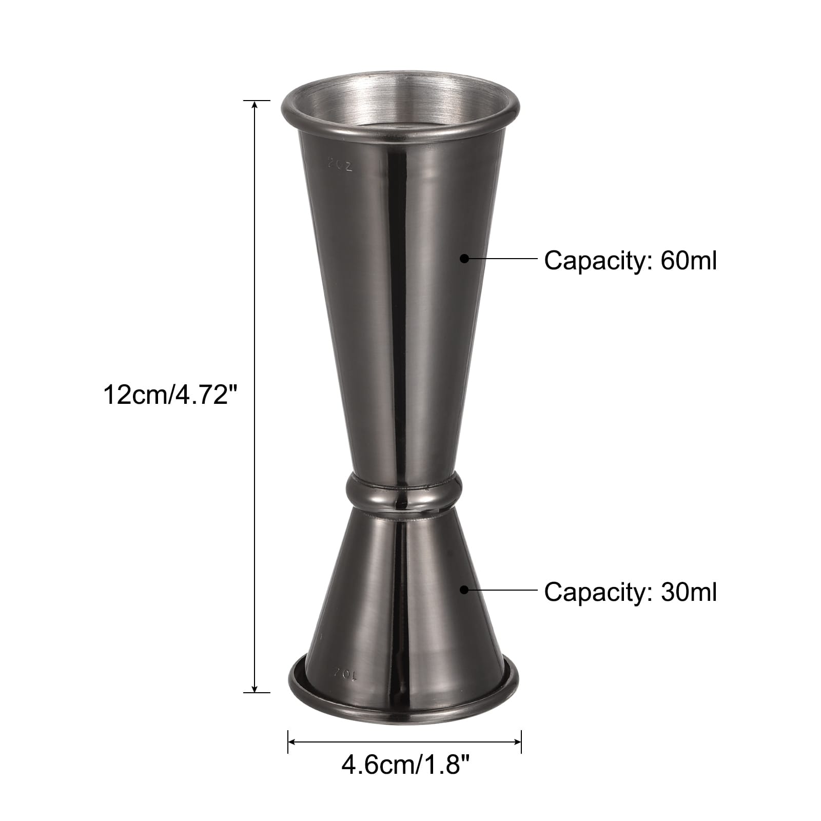 1oz/2oz Stainless Steel Cocktail Jigger Shot Glass Measuring Cup - 12cm x  4.6cm - Bed Bath & Beyond - 36805523