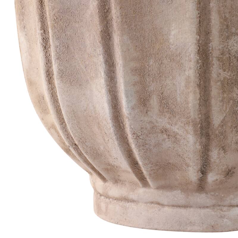 Fluted Ceramic Flower Pots and Planters - Set of 3, 15", 12", 9" - 15.0"