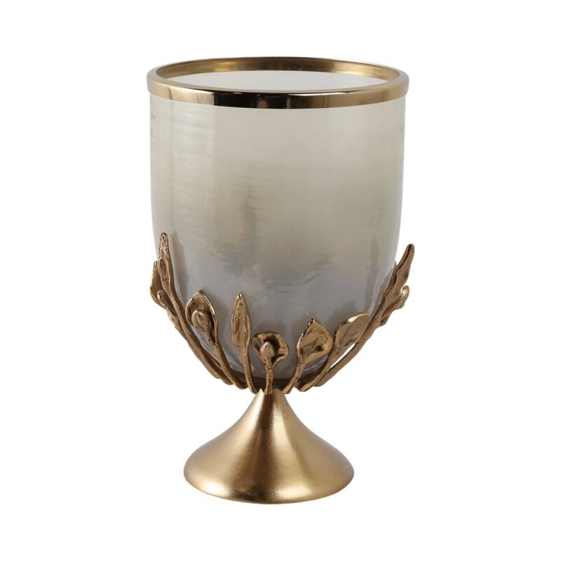 Glass Candle Holder Pedestal Hurricane Contemporary Tabletop Accent