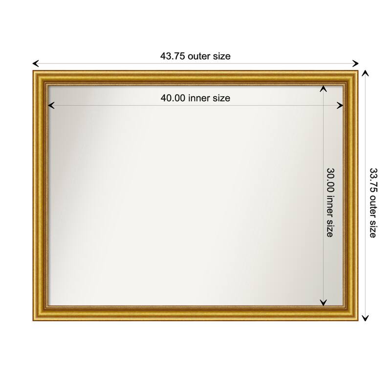 Townhouse Gold Framed Non-Beveled Custom Wall Mirror, Bathroom Vanity Mirror - Outer Size: 43.75 x 33.75