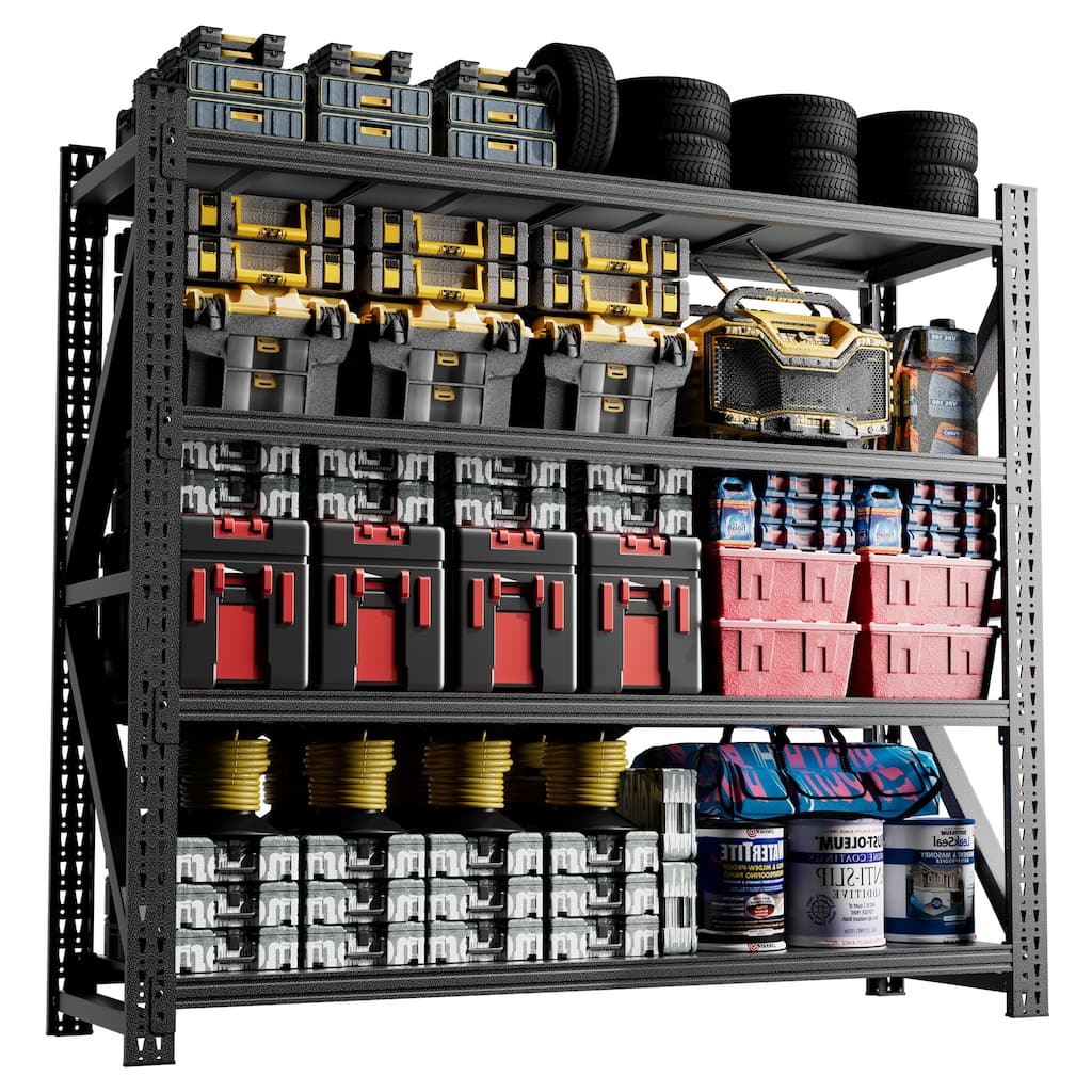 Heavy Duty Metal Adjustable Garage Shelves, 75"H Industrial Shelving Unit 4000LBS Capacity Steel Storage Rack